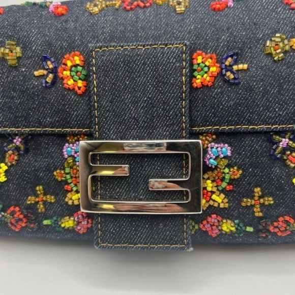 Fendi Denim Beaded BaguetteSOLD - Picture 5 of 15